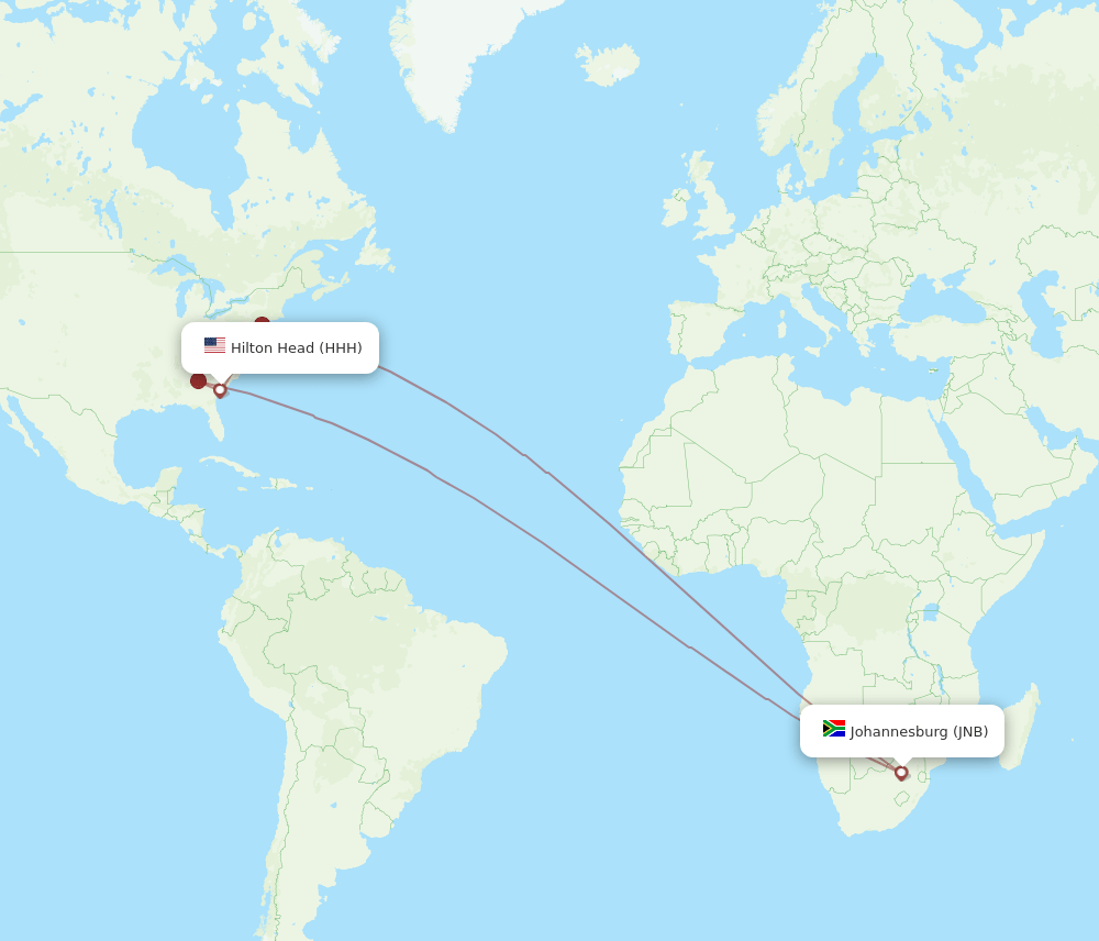 JNB to HHH flights and routes map