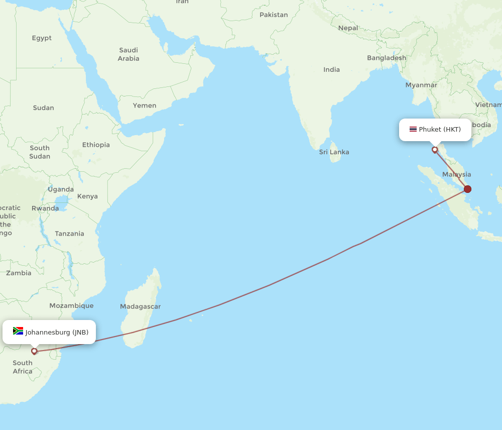 JNB-HKT flight routes