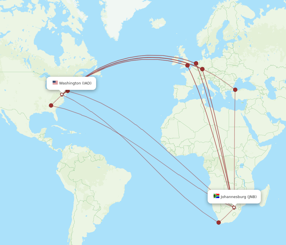 JNB-IAD flight routes