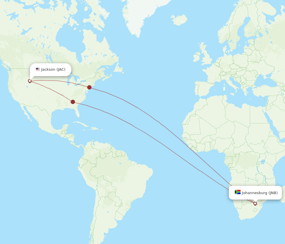 JNB-JAC flight routes