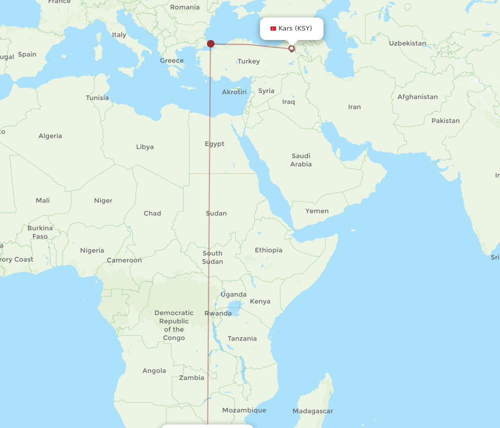 JNB-KSY flight routes
