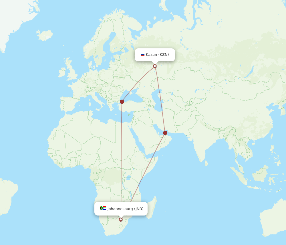 JNB-KZN flight routes