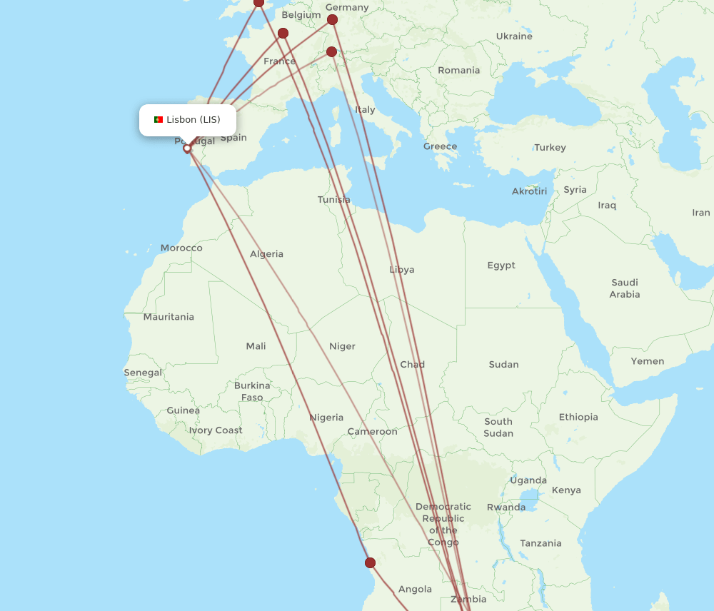 JNB-LIS flight routes