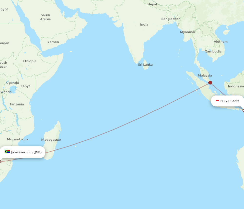 JNB-LOP flight routes