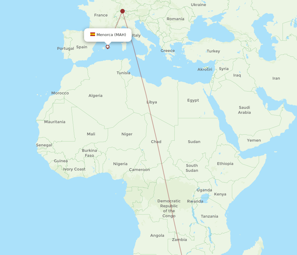 JNB-MAH flight routes
