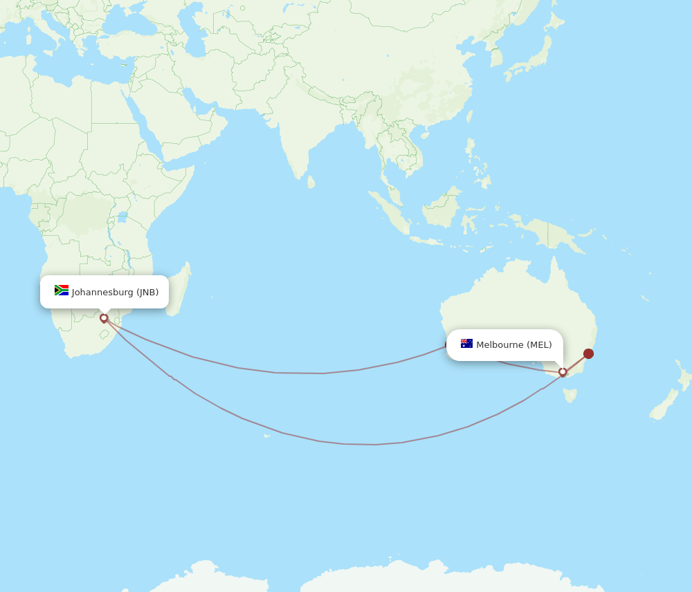 JNB-MEL flight routes
