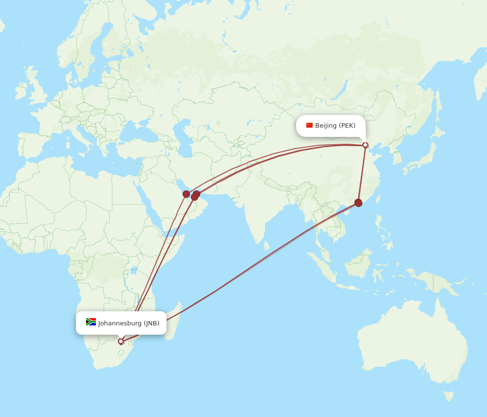 JNB-PEK flight routes