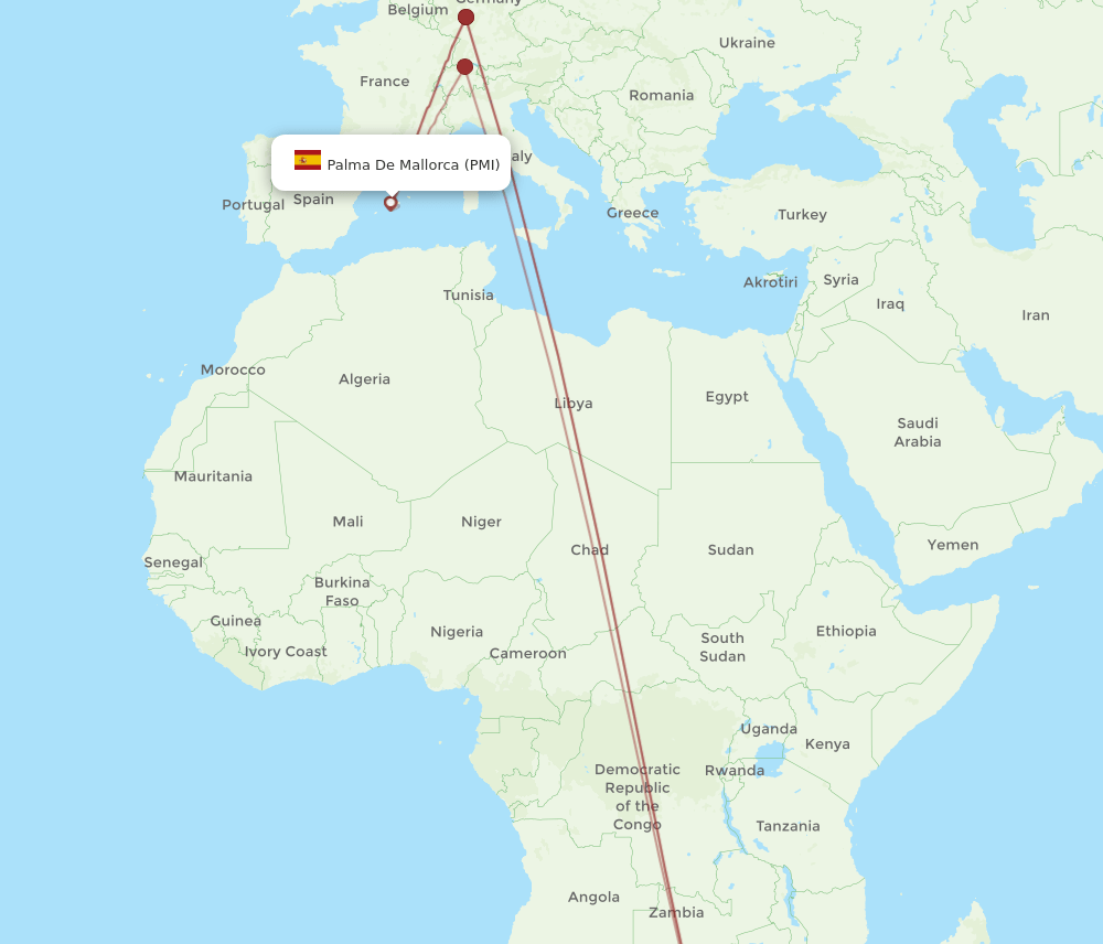 JNB-PMI flight routes