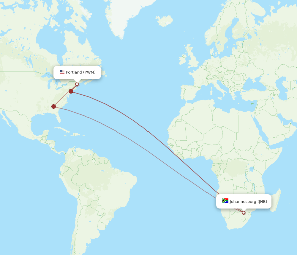 JNB-PWM flight routes