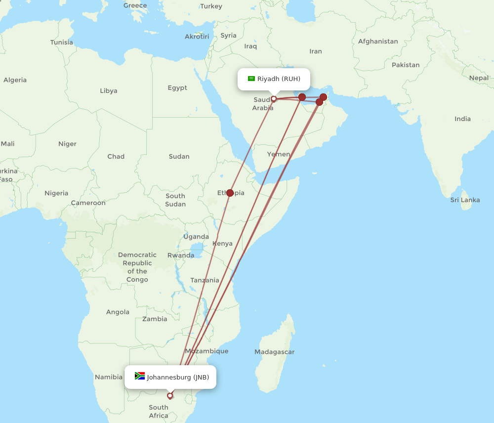 JNB-RUH flight routes