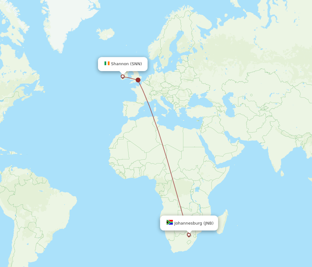 JNB-SNN flight routes