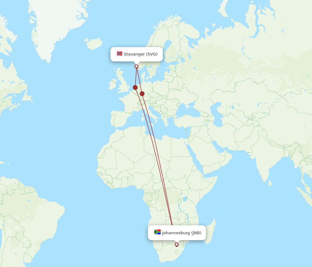JNB-SVG flight routes