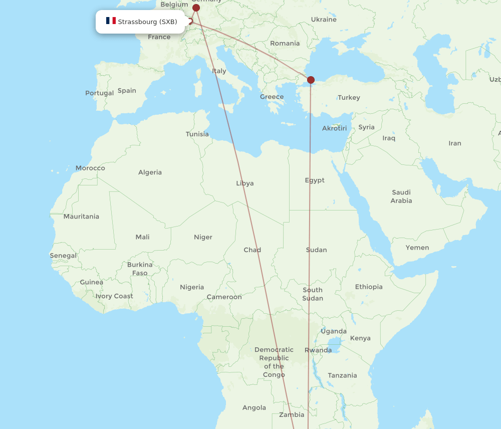 JNB-SXB flight routes