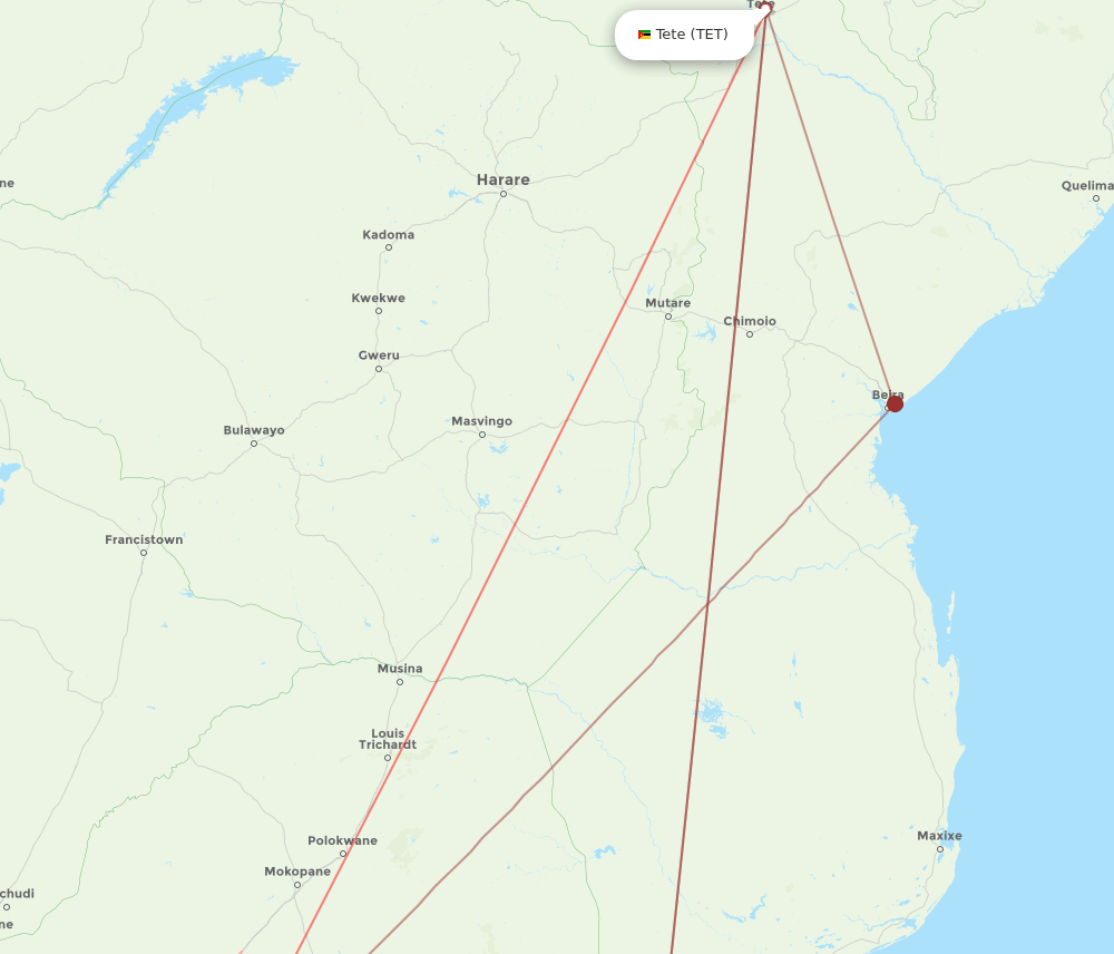 JNB-TET flight routes