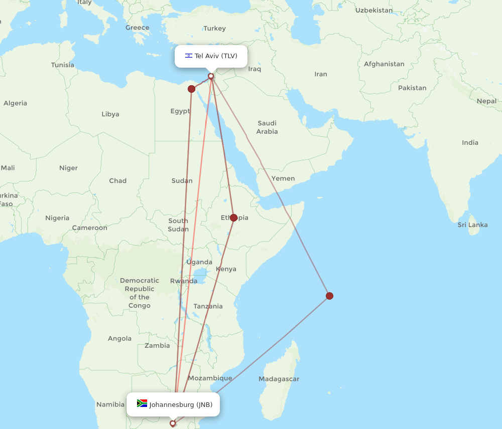 JNB-TLV flight routes