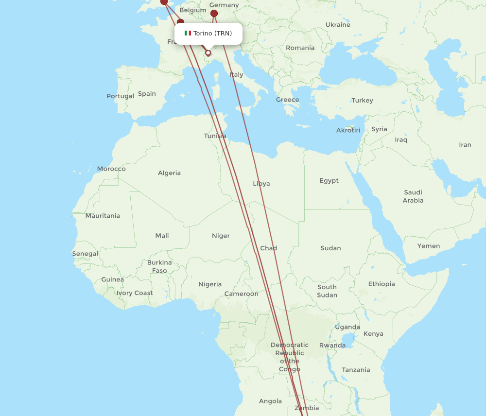 JNB-TRN flight routes