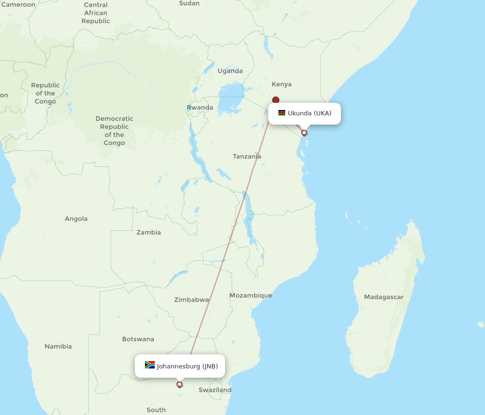 JNB-UKA flight routes