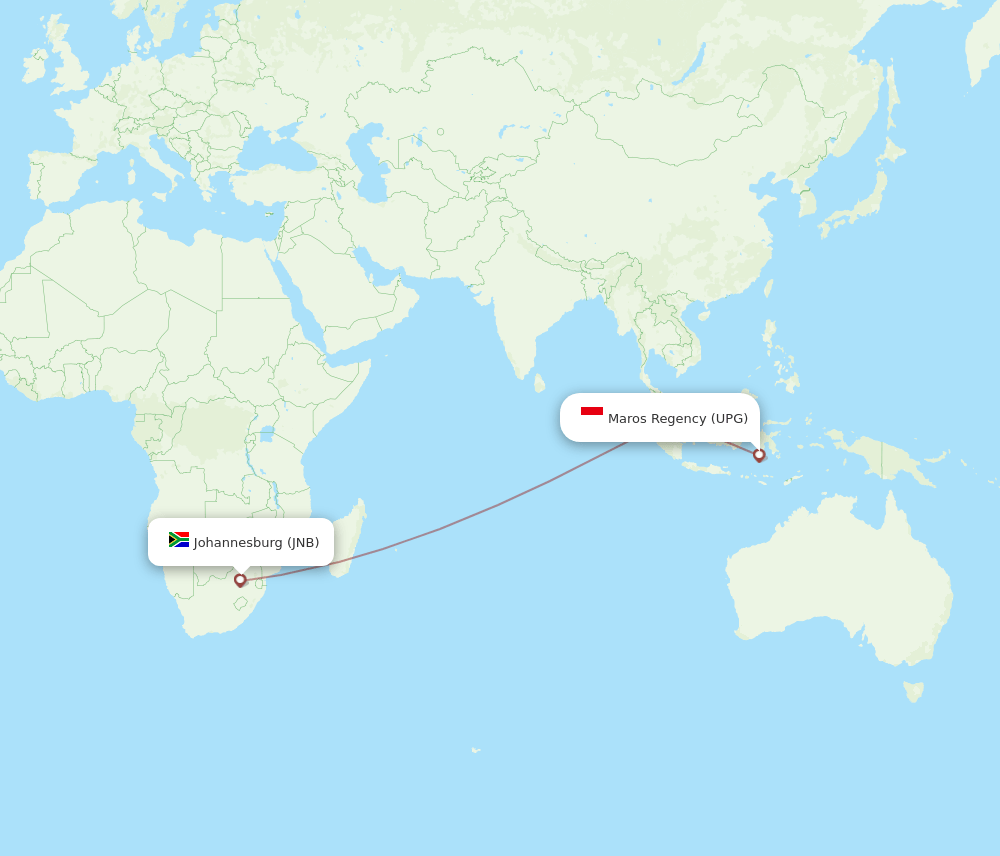 JNB-UPG flight routes