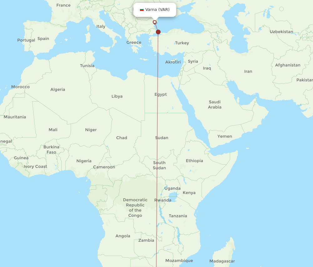 JNB-VAR flight routes