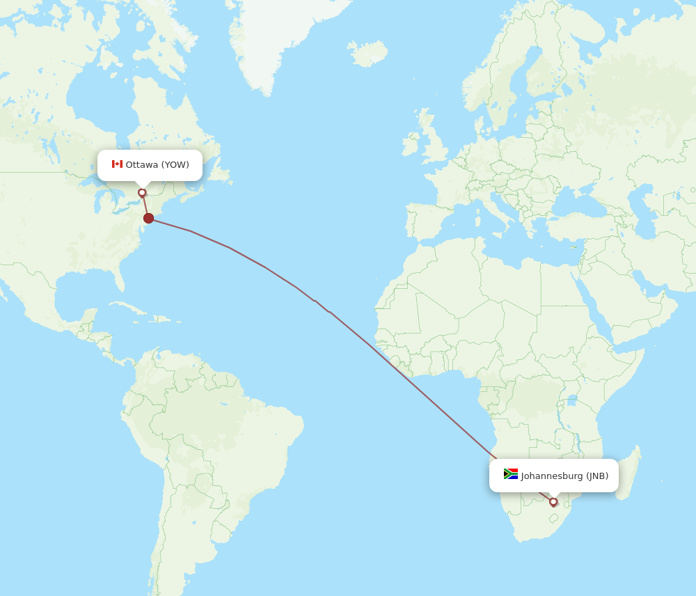 JNB-YOW flight routes