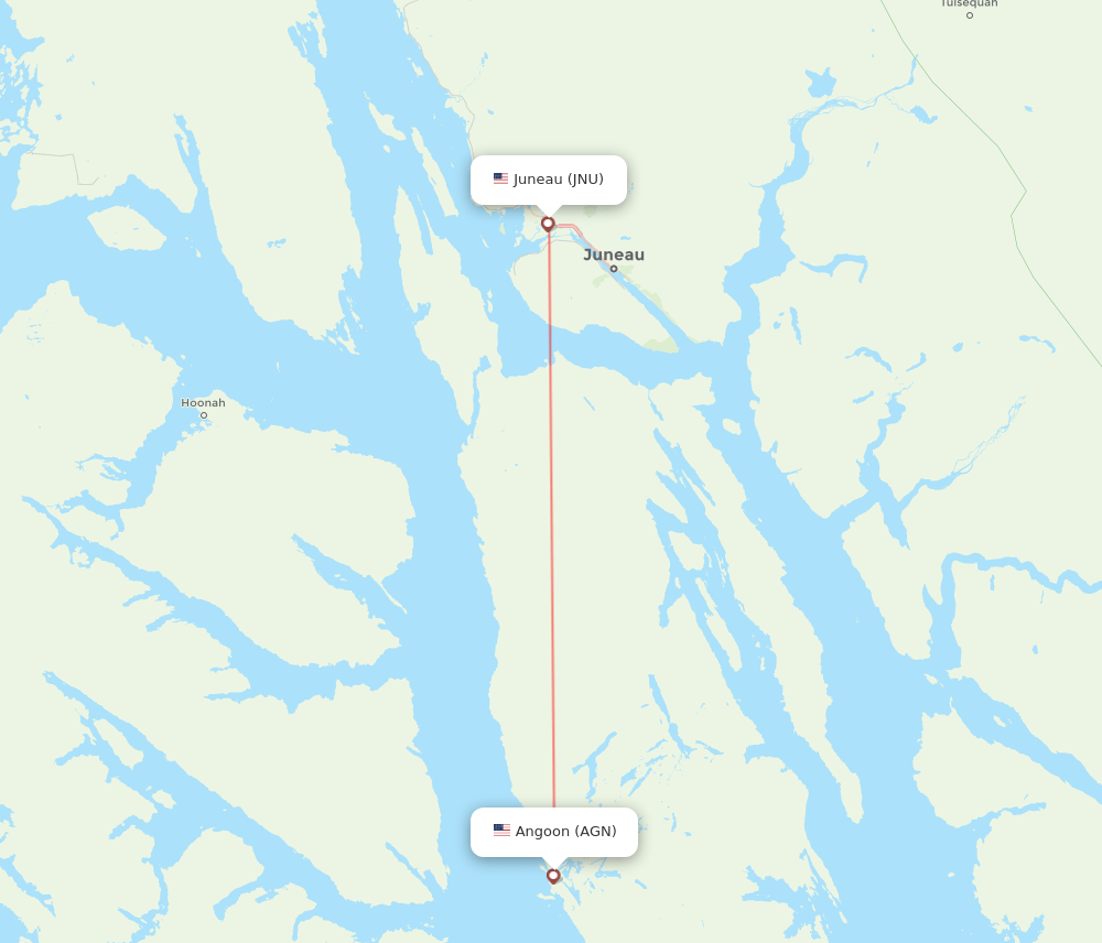 Juneau - Angoon route map and flight paths