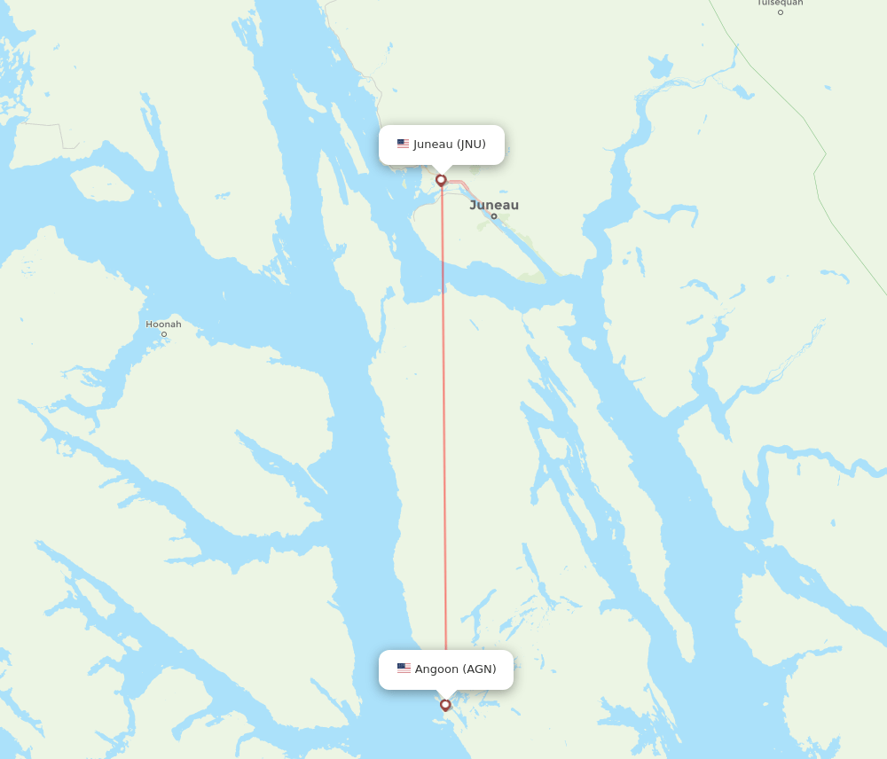 JNU to AGN flights and routes map