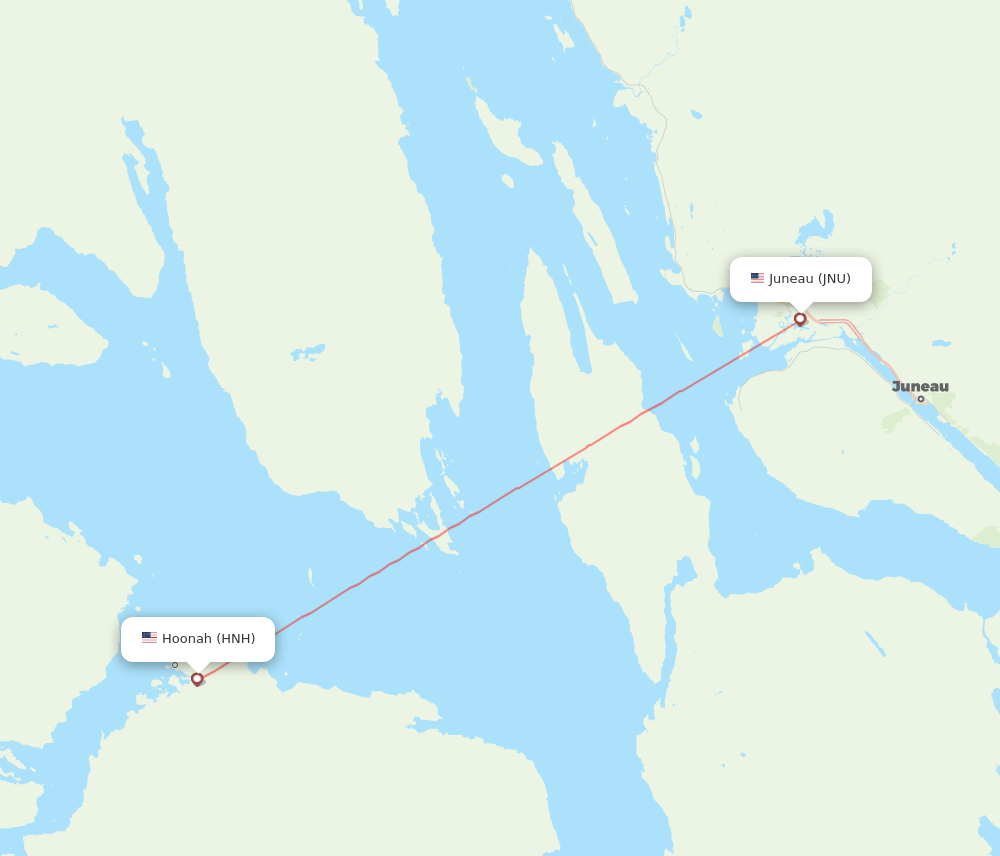 Juneau - Hoonah route map and flight paths