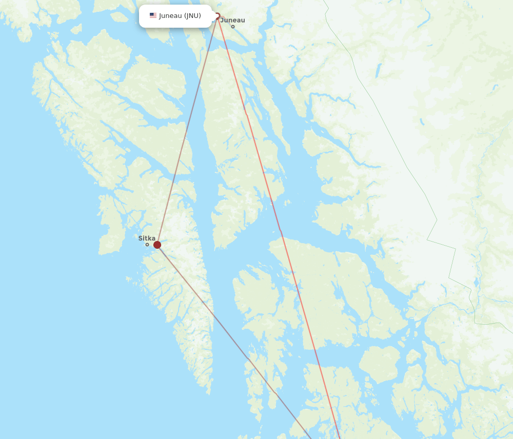 JNU to KLW flights and routes map