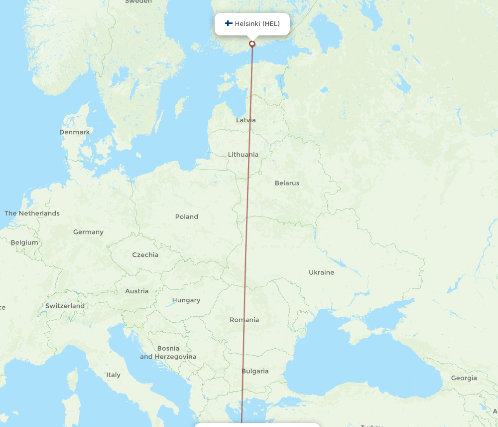 Helsinki - Naxos, Cyclades Islands route map and flight paths
