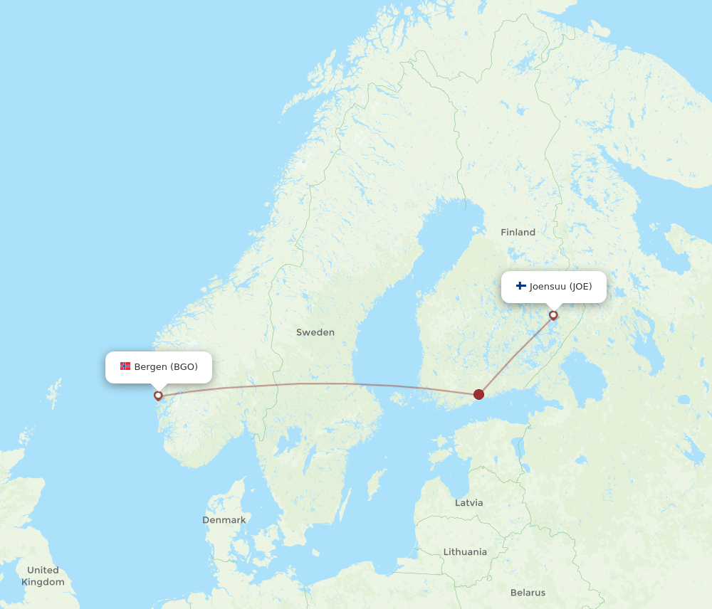 JOE-BGO flight routes