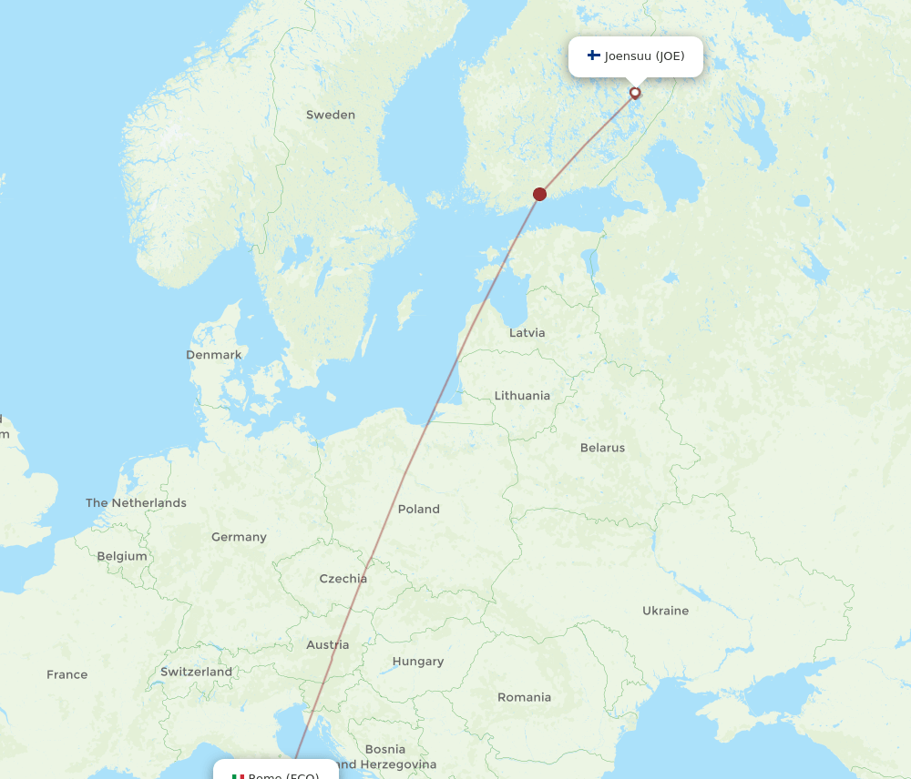 JOE-FCO flight routes