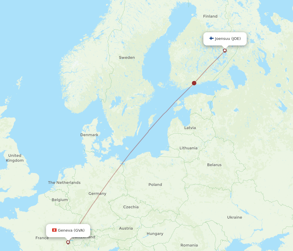 JOE to GVA flights and routes map