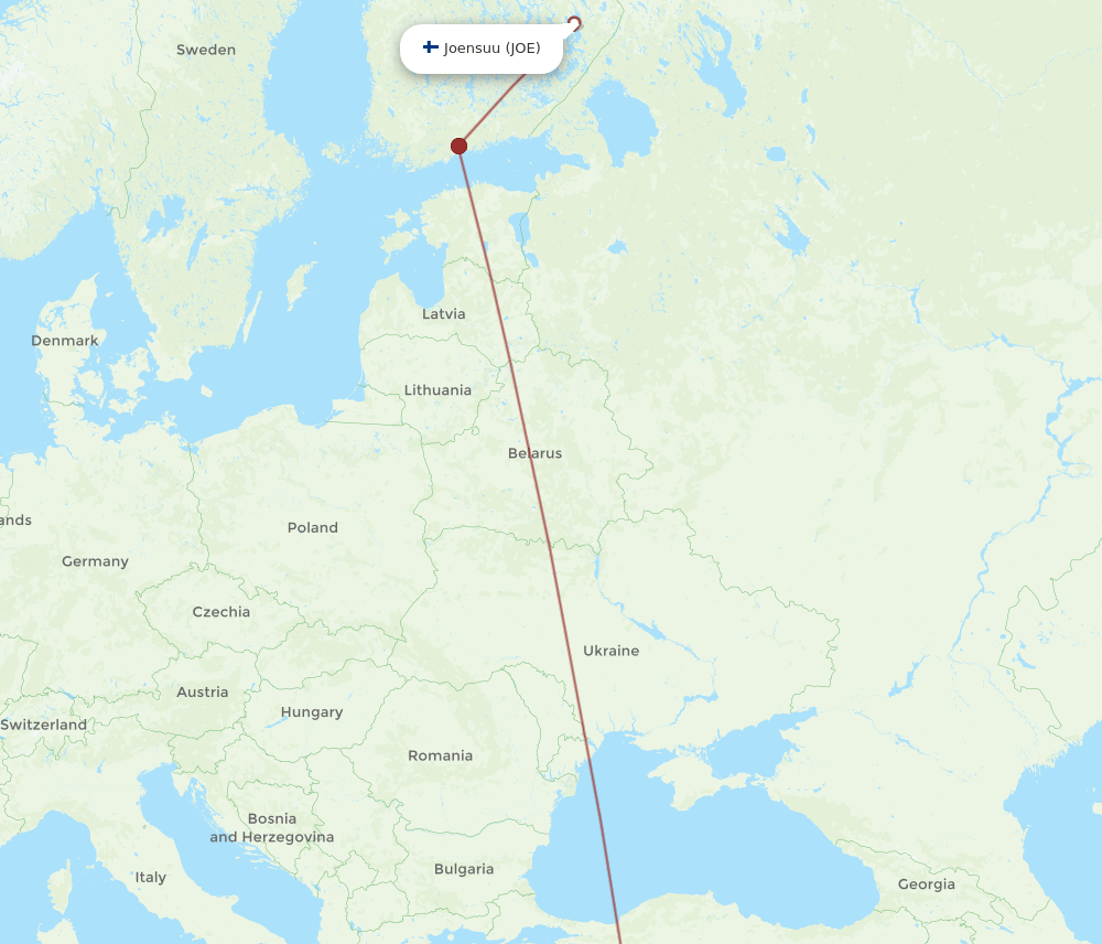 JOE to GZP flights and routes map