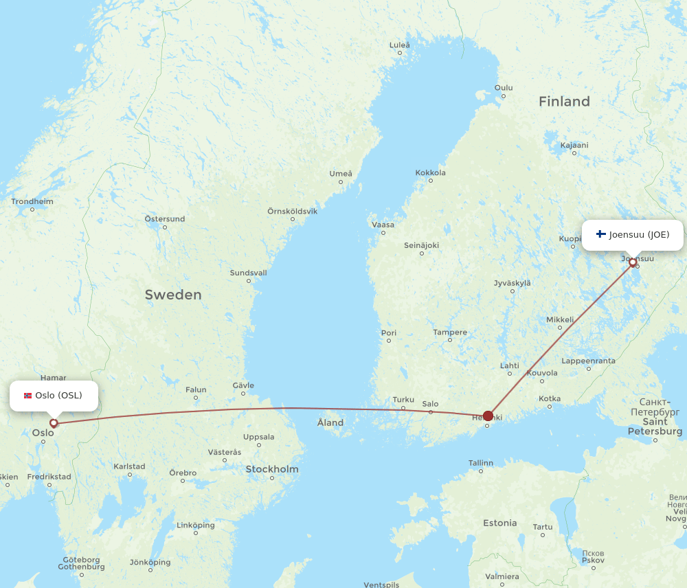 JOE-OSL flight routes