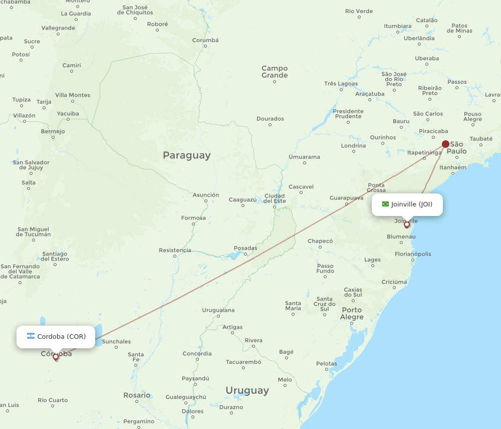 JOI-COR flight routes