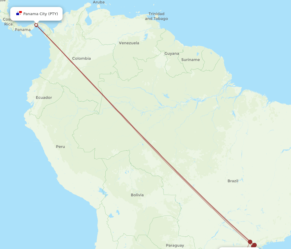 Panama City - Joinville route map and flight paths