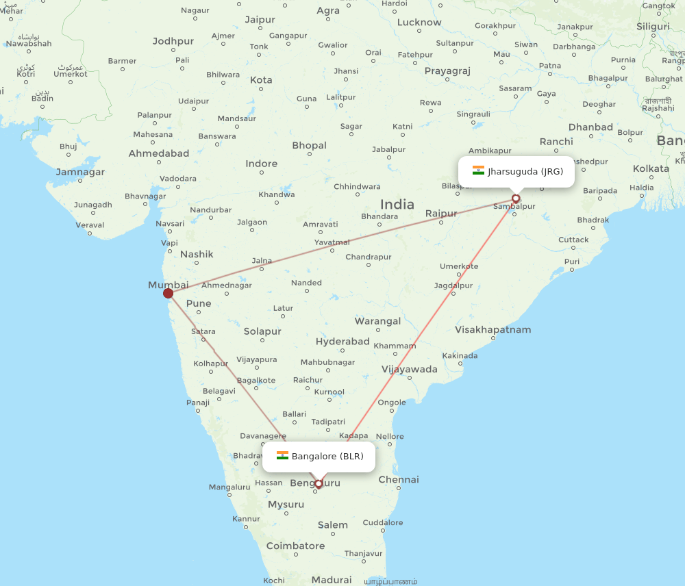 JRG-BLR flight routes