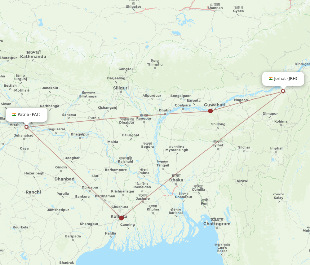 JRH to PAT flights and routes map