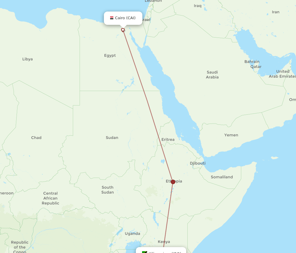 JRO-CAI flight routes