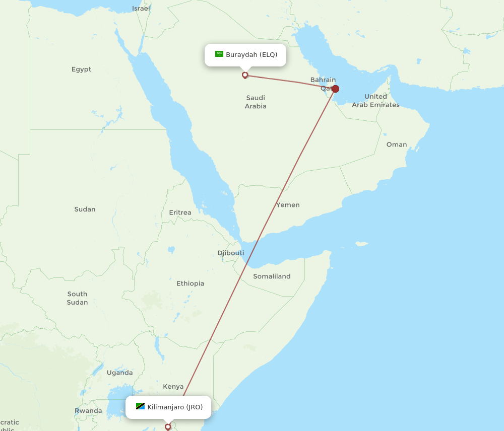 JRO-ELQ flight routes
