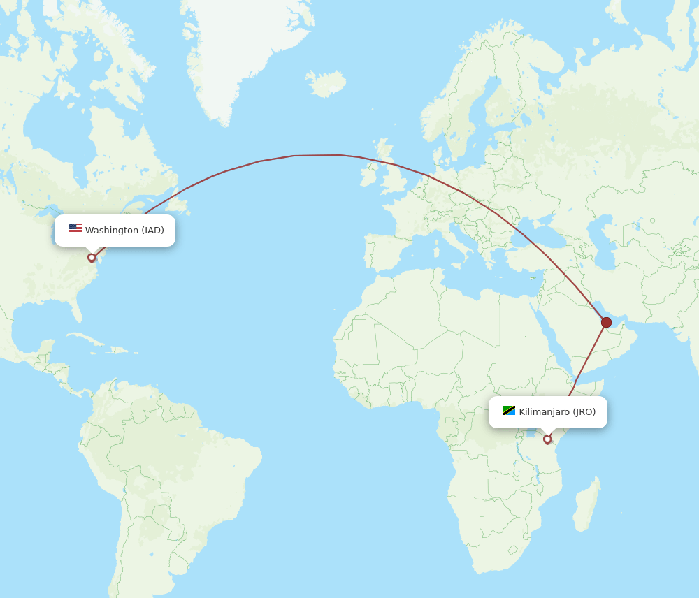 JRO to IAD flights and routes map