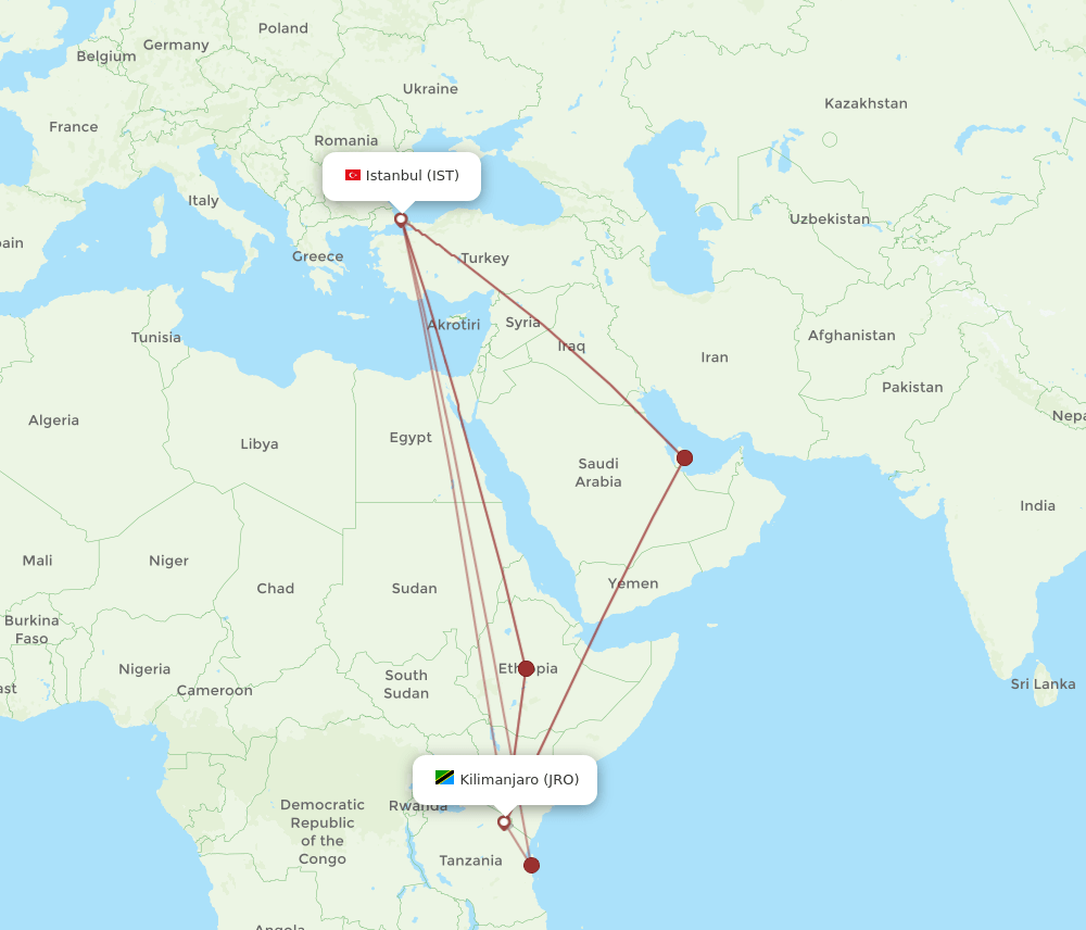 JRO-IST flight routes