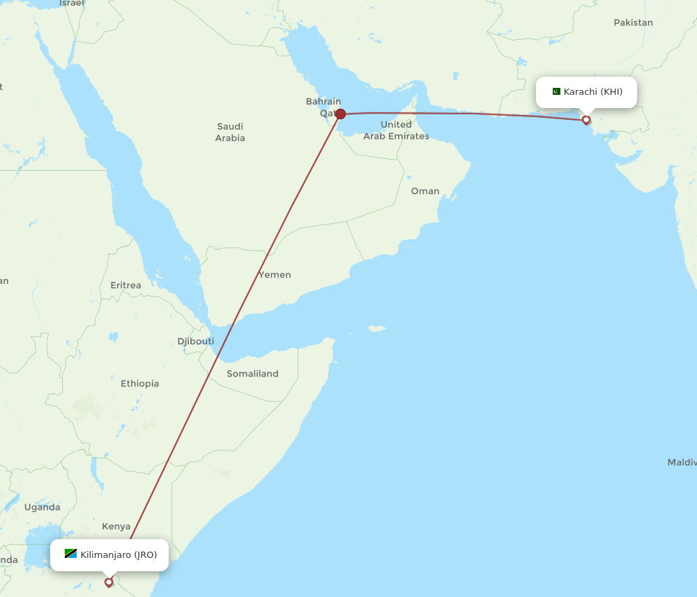 JRO-KHI flight routes