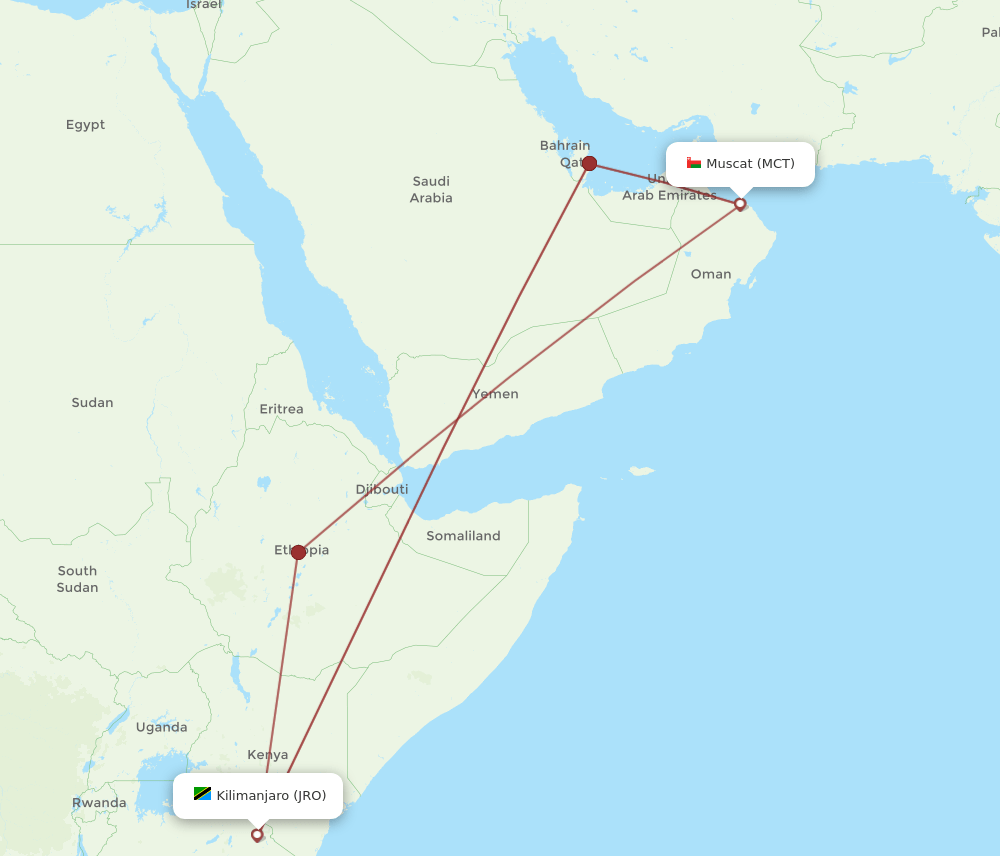JRO-MCT flight routes