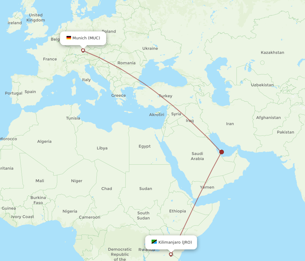 JRO-MUC flight routes