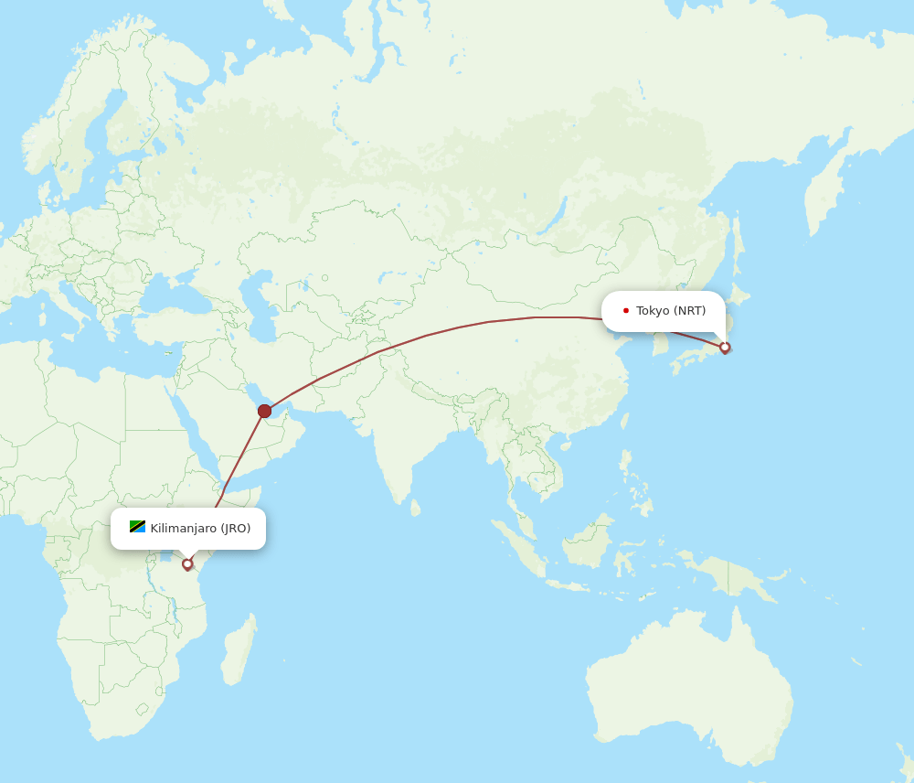 JRO-NRT flight routes