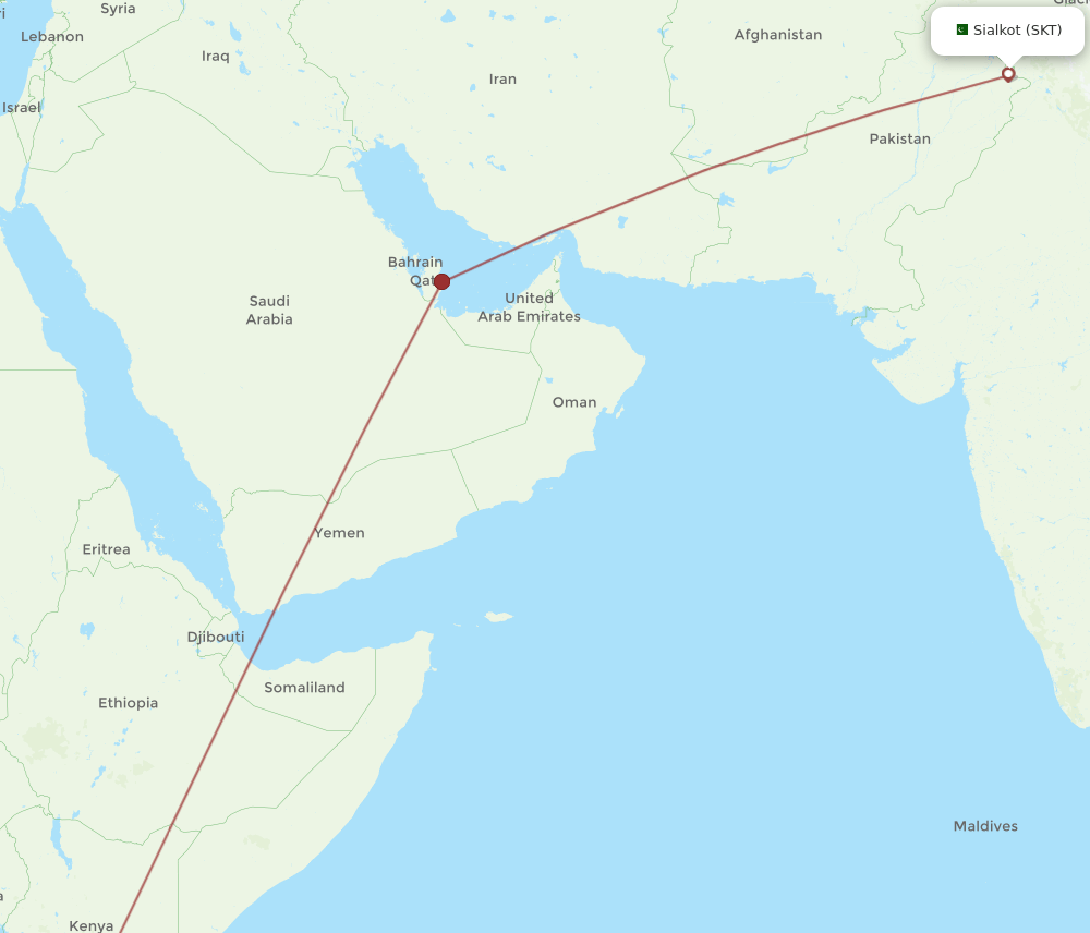 JRO-SKT flight routes