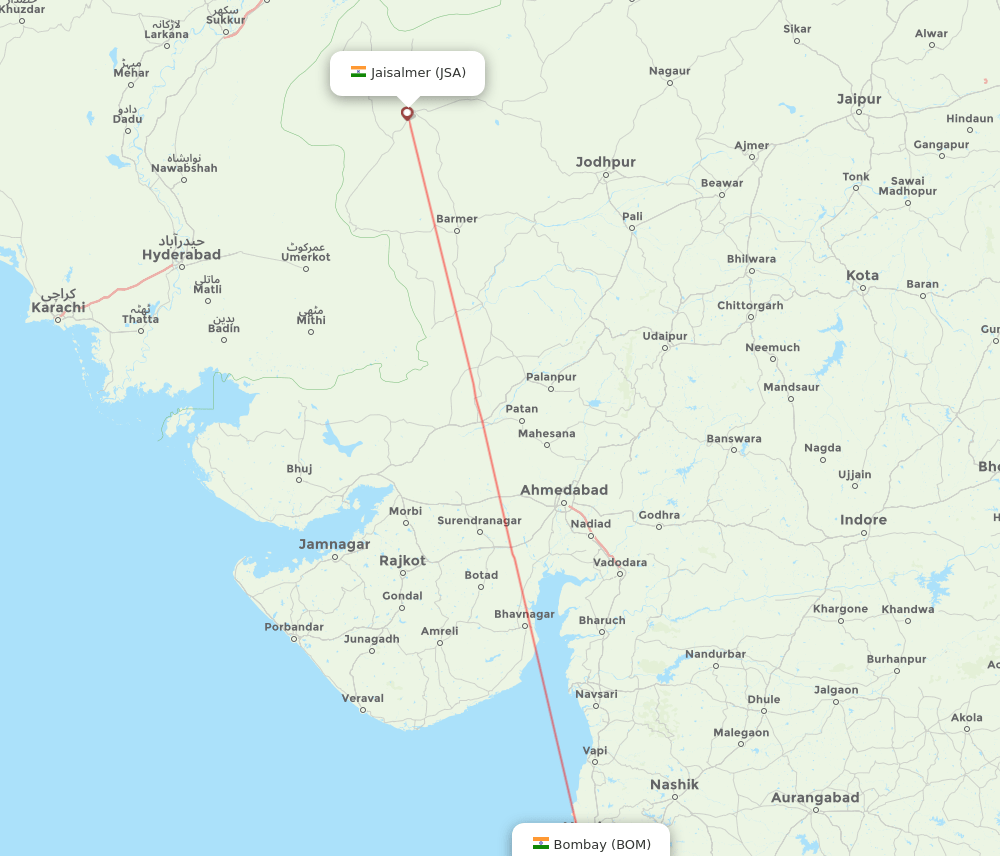 JSA-BOM flight routes