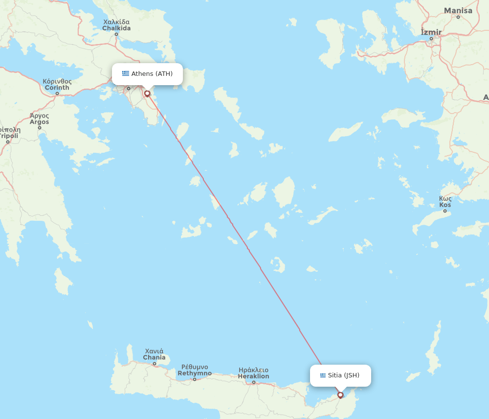 JSH to ATH flights and routes map