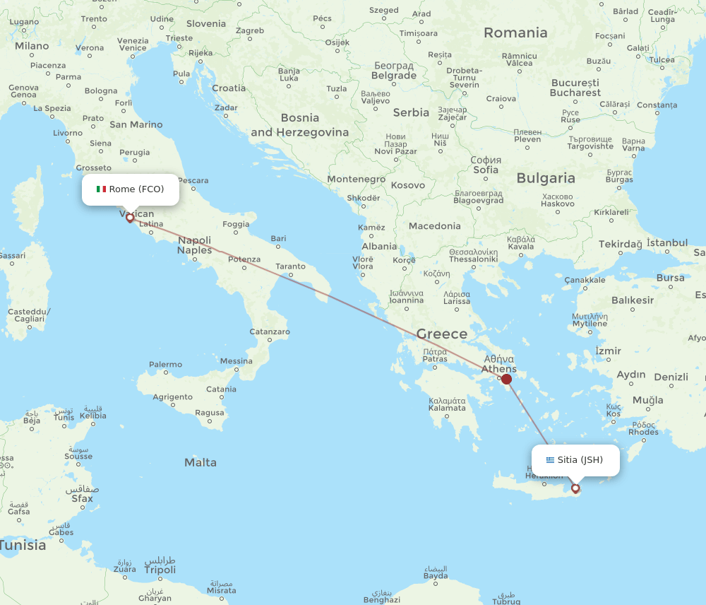 JSH-FCO flight routes